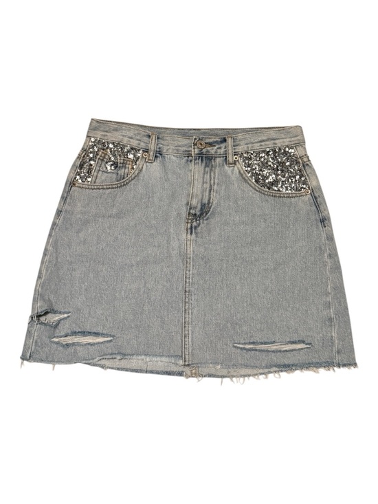 Ely Skirt Dresses & Skirts - Silver-Sequin Light Blue Denim Mini Skirt